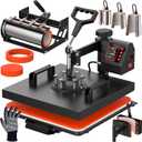 Pro 15x15 Heat Press with 30 OZ Tumbler Attachment, 8in1 Combo Tumbler Heat Press for T-Shirts, Tumblers Glass Cans Mugs Hats, and Plates (Black)