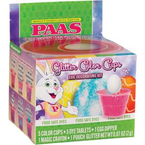 2 x PAAS Glitter Color Cups Egg Decorating Kit - America's Favorite Easter Tradition, Approximately 4x3.5x2.5 inches