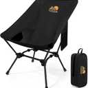 Ultralight Camping Chair Backpacking Chair, Portable Camp Chair with Cup Holder & Storage Bag, Lightweight Compact Folding Chair for Hiking, Travel, Picnic Mountaineering（Deep Black）