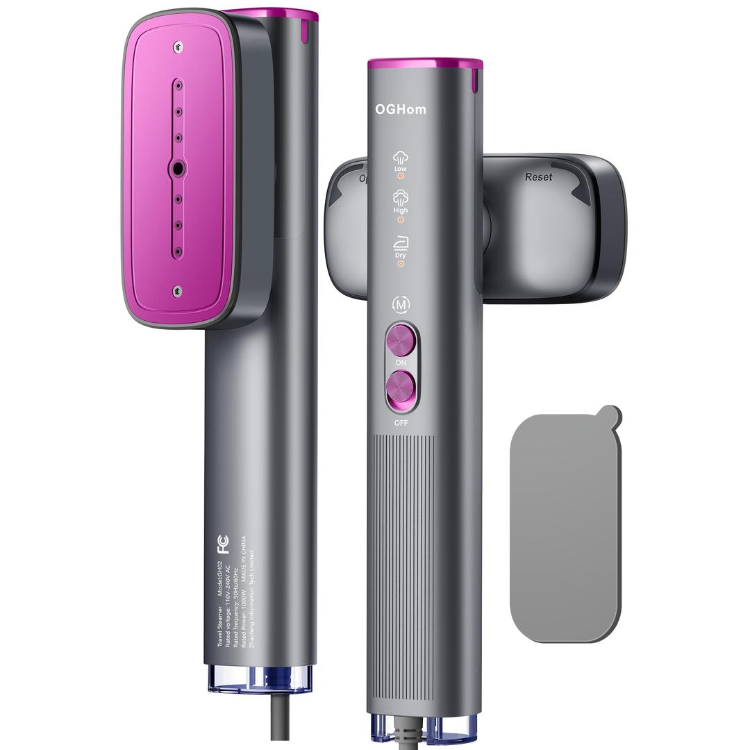 OGHom Steamer for Clothes, 110-240V Travel Steamer & Iron 2 in 1, 1000W Powerful Steam, Portable Handheld Garment Wrinkle Remover, 30s Fast Heat-Up with Dry & 2-Steam Control, for Global & Europe