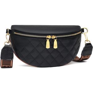 Eslcorri Small Crossbody Sling Bag for Women Trendy - Fanny Packs Leather Chest Belt Bum Bag Anti Theft Purse for Travel (090 Black)