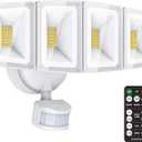 USTELLAR 100W 10000LM LED Security Lights Motion Sensor Outdoor, Remote Control 4 Heads LED Flood Light Outdoor, 5000K Daylight, IP65 Waterproof, Bright Motion Detected Light Outside Yard2 Pack