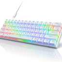 RK ROYAL KLUDGE RK61 Wired 60% Mechanical Gaming Keyboard Programmable QMK/VIA RGB Backlit 61 Keys Ultra-Compact Hot Swappable Brown Switch White