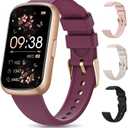 Fitness Tracker, Fitness Tracker Watches for Women with Heart Rate/Blood Oxygen/Sleep Monitor, 20+ Sports Modes Smart Watches for Women/Men, Activity & Step Tracker Smart Watch for Android/iOS Phones (Gold-Burgundy)