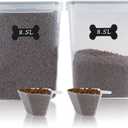 Geyecete 2 PC [8.5L/287 Oz]Large Food Storage Containers Extra Large Dog Food Storage Containers with Airtight Lids Can hold 15-20 Pounds-Black