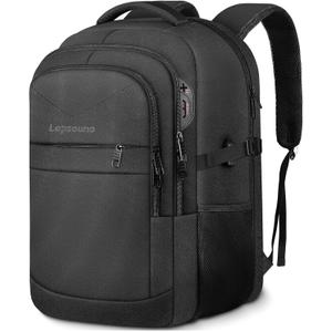 Lapsouno Travel Laptop Backpack, Business Laptop Backpack, Anti Theft Slim Sturdy 15.6 Inch TSA Friendly with USB Port, Water Resistant College School Computer Bag Gifts for Men Women, Black