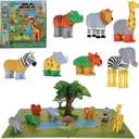 POPULAR PLAYTHINGS Magnetic Animals for Toddlers 1-3, Mini Mix or Match Animal Toys, Set of 7 Gift for Kids - Jungle Animals with Pop-up Playmat