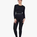 Women's Long Sleeve Workout Set - Leggings Sets Women 2 Piece Outfits - Workout Set Long Sleeve, Size M