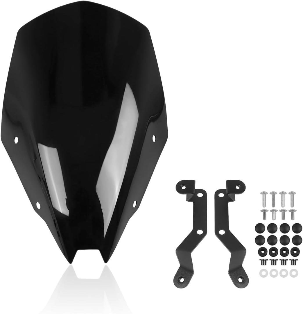 Motorcycle Windscreen Windshield Replacement for Kawasaki Z500 Z 500 SE ABS 2024 2025 2026 PC Windscreen Double Bubble (Black)