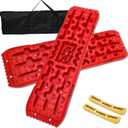 YATOINTO Off-Road Traction Boards with Jack Base,Pair Recovery Tracks Tire Traction Mats for 4WD Mud,Sand,Snow,Rock Tracks. 4X4 Recovery Boards with 2 Straps&Storage Bag for RV Truck Jeep SUV,Red