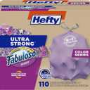 Hefty Ultra Strong 13 Gallon Trash Bags, Tall Kitchen Trash Bags 13 Gallon Size, Resist Leaks, Punctures, and Rips, Continuous Odor Control, Purple, Fabuloso Scent, 110 Bags