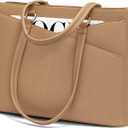 LOVEVOOK Laptop Bag for Women, 15.6 inch Laptop Tote Work Teacher Bags Cancas Computer Shoulder Bag,Apricot
