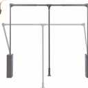 Nisorpa Pull Down Closet Rod, Adjustable 35-47 Inch Aluminium Soft-Close Wardrobe Lift Rail Organizer for Hanging Clothes, Two-way Buffering Side & Back Mounted Closet Rod 45 LBS Load Capacity