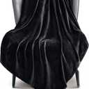 Exclusivo Mezcla Fleece Black Throw Blanket for Couch, Sofa, Super Soft and Warm Blankets, All Season, Cozy, Plush, Lightweight, 50x60 Inches