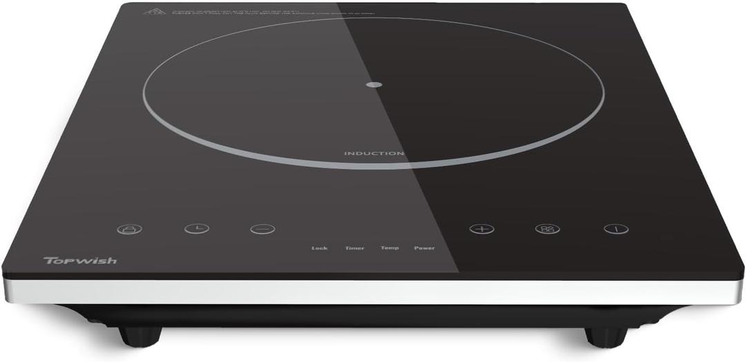 Induction Cooktop, TOPWISH Portable Hot Plate Electric Induction Burner, 10 Temp Levels up to 464°F, 110-120V Electric Stove Top Cooker with High Energy Efficiency & Kids Lock for Cooking, 1600W