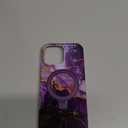 iPhone 17 Pro Case - Wireless Charging Compatible - Integrated Multi-Functional Kickstand - Protective Phone Case with Trendy Cute Designs for Women - Royal Purple Marbling