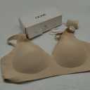 OEAK Womens Deep V Bras Wireless Comfortable Bra Supportive No Underwire Bras Tshirt Push Up Bralettes Plunge Seamless Bra (Large, Beige)