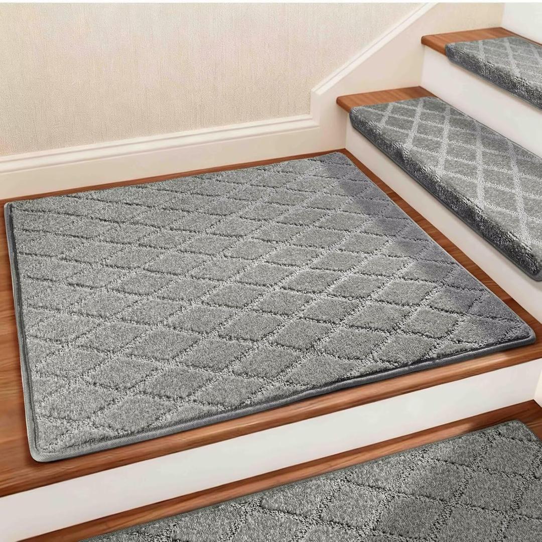 DEXDE Bullnose Carpet Stair Treads Landing Mat for Wooden Steps Indoor