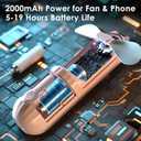 3-in-1 Portable Mini Fan, Power Bank & Flashlight, Ultra Lightweight Pocket Fan with 3 Speeds, 2000mAh USB Rechargeable for Travel/Camping/Outdoor, Gifts for Women & Kids (Pink)