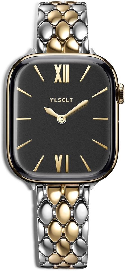 Stainless Steel Designer Band Compatible with Apple Watch for Women 38/40/41/42/44/45/46/49mm, Fancy Dressy Metal Strap for iWatch Series 11 10 9 8 7 6 5 4 3 SE Ultra 3 2 1