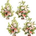 Ling's Moment 17.5" Tall Standing Artificial Flowers Arrangements 4pcs Fall Wedding Aisle Runner Chair Decorations Blush & Pink Centerpieces for Ceremony Reception Rose Floral Party Outdoor (Pk-blush Garden)