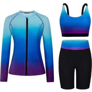 Arolina Womens Rash Guard Long Sleeve Swim Shirts Swimsuit 2026 Bathing Suit with Womens Swim Shorts & Two Pockets, XXL