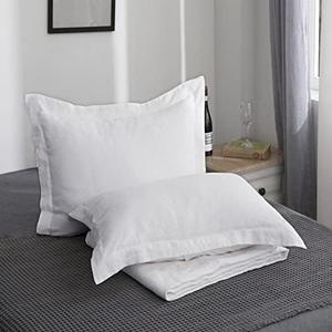 Simple&Opulence 100% Linen Pillow Case Queen Size Set of 2, White Pillow Covers with Overlap Closure, Luxury Breathable Pillowcases Protectors Suitable for All-Season (20" X 26", White)