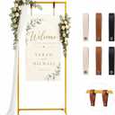 Wedding Welcome Sign Stand, 67" Tall Height - Gold Metal Sign Holder with 6 Leather Straps, Easel Stand for Seating Charts & Event Décor
