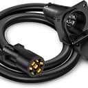 MICTUNING 7 Way Trailer Plug Socket Extension Cable - 7 Blade Trailer Wiring Connector Cord Wire 8ft 10-14 AWG