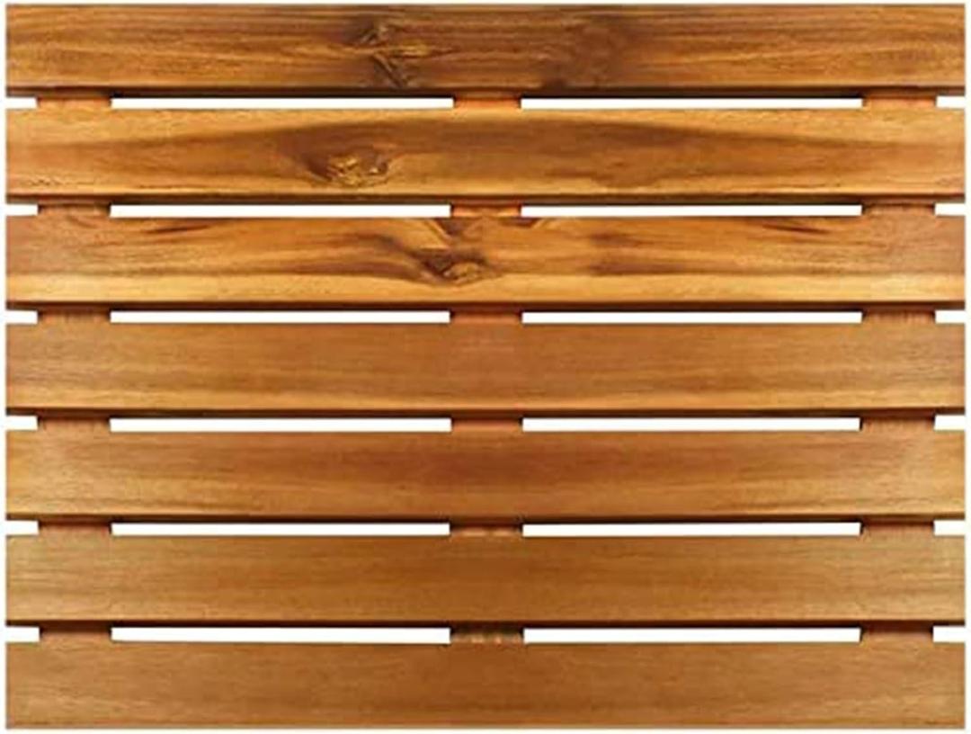 Villa Acacia Wooden Bath Mats -23 x 23 Inch Acacia Wood Indoor or Outdoor Shower Mats - Slated Platform Wood Shower Mat for Floor