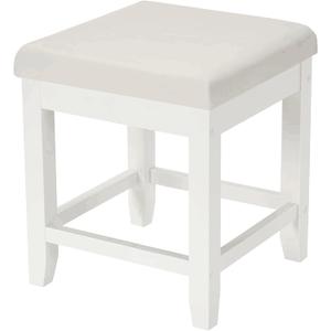 BEWISHOME Vanity Stool, Bedroom Vanity Chair with Upholstered Seat, Desk Stool, Soft Cushioned Piano Stool, Square 18 Height Makeup Bench, Piano Bench Vanity Bench Capacity 300lb White FSD06W