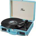 Vinyl Stereo Blue Record Player 3 Speed Portable Turntable Suitcase Built in 2 Speakers RCA Line Out AUX Headphone Jack PC Recorder