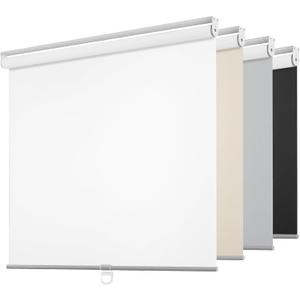 ChrisDowa Cordless Free-Stop 100% Blackout Blinds for Windows, Roller Windows Shades with Thermal Insulated, UV Protection Fabric for Living Room, Office and Home. Easy to Install.White,36" W X 72" H