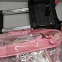 Eccliy 3 Pcs Pink Rolling Clear Backpack for Girl with Wheels Rainbow Heart Clear Backpacks Stadium Approved Backpack