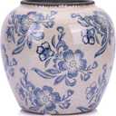 Blue and White Vase - 7.1 Inchs Vintage Ceramic Vases for Home Decor, Farmhouse Flower Vase for Living Room and Kitchen, Vintage Pottery Decor for Table Shelf and Mantle, Chinoiserie Decor Vases