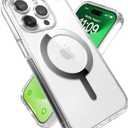 Speck Clear iPhone 15 Pro Case - Built for MagSafe, Drop Protection - Scratch Resistant, Anti-Yellowing, 6.1 Inch Phone Case - Presidio Clear/Chrome Finish