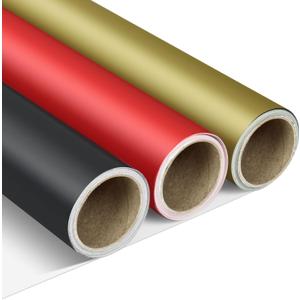 VISPAD Gift Wrapping Paper Rolls, 3 x Mini Rolls 17" x 120" Yards, Perfect for Gift Package Wrapping, Crafts, Valentine's Gift Wrap, Wedding Decorations, Baby Shower, Birthday