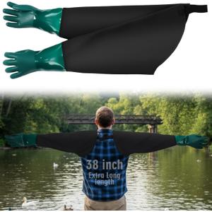 38 Inch Shoulder Length Decoy Gloves Trapping Gauntlet Gloves Insulated Waterproof Duck Hunting Glove for Waterfowl Warm Trapping Supplies Outdoor Hunting Accessories Cold Weather Gear