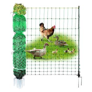 Electric Poultry Netting, 48" x 164' Electric Fence Netting with Double Spiked Fiberglass Posts, Electric Chicken Fence for Poultry in Backyards, Homesteads, Farms and Ranches