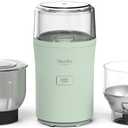 MarthaStewart ElectricCoffee & Spice Grinder,Dual 2.5oz RemovableBowls, StorageLids,Stainless Steel Blades,One Touch Pulse Control,2-in-1Compact,Beans & Spices, Herbs& Nuts, Honeydew Green