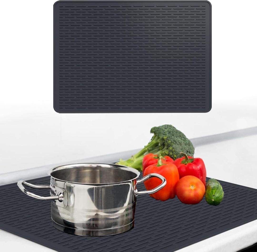 Silicone Stove Top Covers for Electric Stove, Multipurpose Heat Resistant Glass Cooktop Cover Prevents Scratching Kitchen Glass Top Stove Cover Cooktop Protector 27.95 x 19.7 inch (Black)