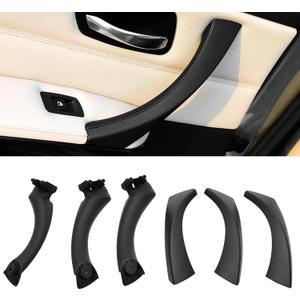 Black Car Door Handle Compatible with 3 Series E90 E91 323i 325i 328i 330i 335i 2006-2012 Interior Pull Door Handle Set Replace Car Door Handle Assembly