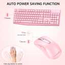 Memzuoix Wireless Keyboard Mouse Combo - 2.4G Full-Size Ergonomic Set with USB Receiver for PC Laptop Windows Mac (Pink)