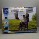 Medline Ultra Lightweight Transport Wheelchair for Adults, Foldable, 19-Inch Seat Width, Red Frame, Black Upholstery