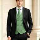 DiBanGu Men's Double Breasted Vest and Tie Set 5PCS (Large)