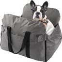 Dog Car Seat for Small/Medium Dogs.Water Repellent with Storage Pockets.Doubles as a Pet Travel Bed for Dogs Up to 40 lbs. Machine Washable Dog Carrier- Gray