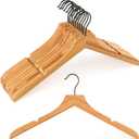 TOPIA HANGER Bamboo Wooden Hangers, Clothes Hangers with Rotatable Black Hook and Smooth Cut Nothces, Set of 12 Durable and Slim Wood Hangers for Coats, Suits, Jackets, Sweaters, Dresses - CTS03