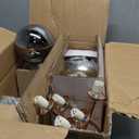 BOKT Mid Century Modern 5 Lights Milk Glass Globe Ceiling Light Black and Brass Semi Flush Mount Bathroom Sputnik Ceiling Light Fixture Vintage Close to Ceiling Dining Room Hallway Lighting (Gold+White)