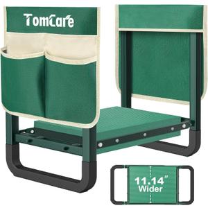 TomCare Garden Kneeler and Seat 11.14 Wider Larger Soft Kneeling Pad Garden Bench with 2 Large Tools Pouches Heavy Duty Foldable Garden Stool Gardening Gifts for Women Men Gardeners Seniors, Green