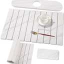 3 PCS Large Stone Dish Drying Mat for Kitchen Counter, Quick Dry Stone Dishes Mats, Sink Faucet Mat, Marble Water Absorbing Diatomaceous Earth Drying Pad for Countertop Tableware, Bottles